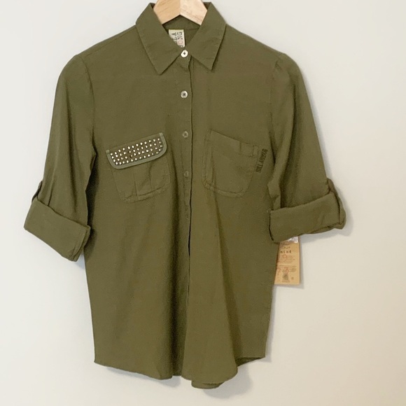 Billabong J502PMIL ARMY GRN Button Down - Picture 2 of 12